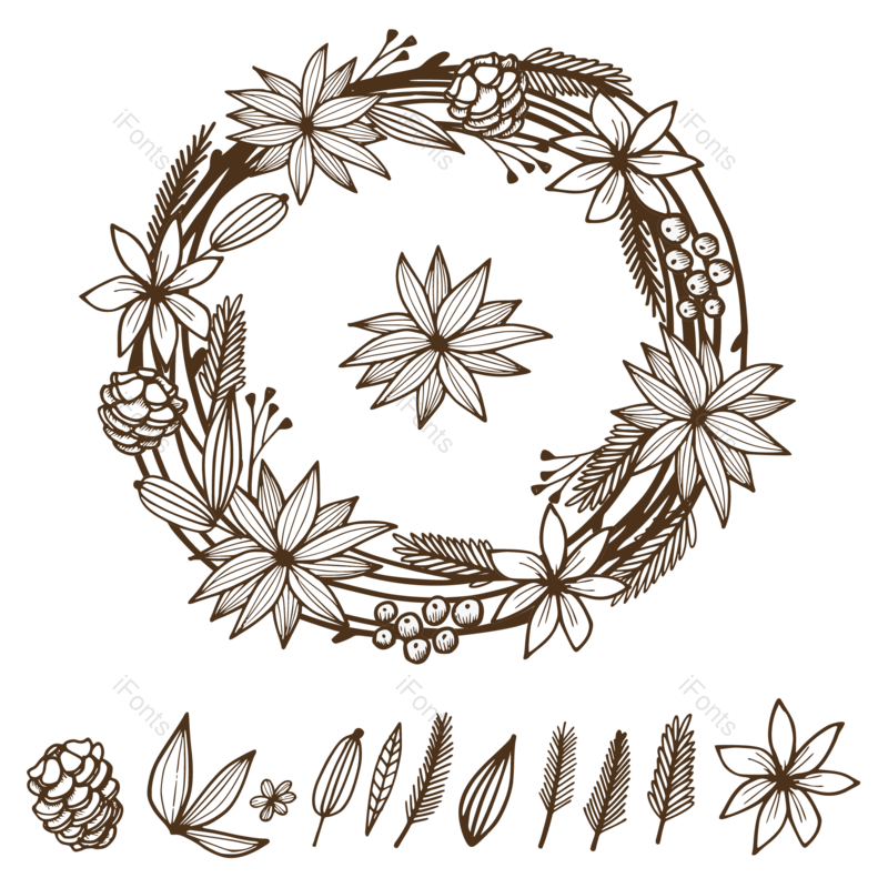 边框图片,花环元素,花卉PNG,花朵免抠素材